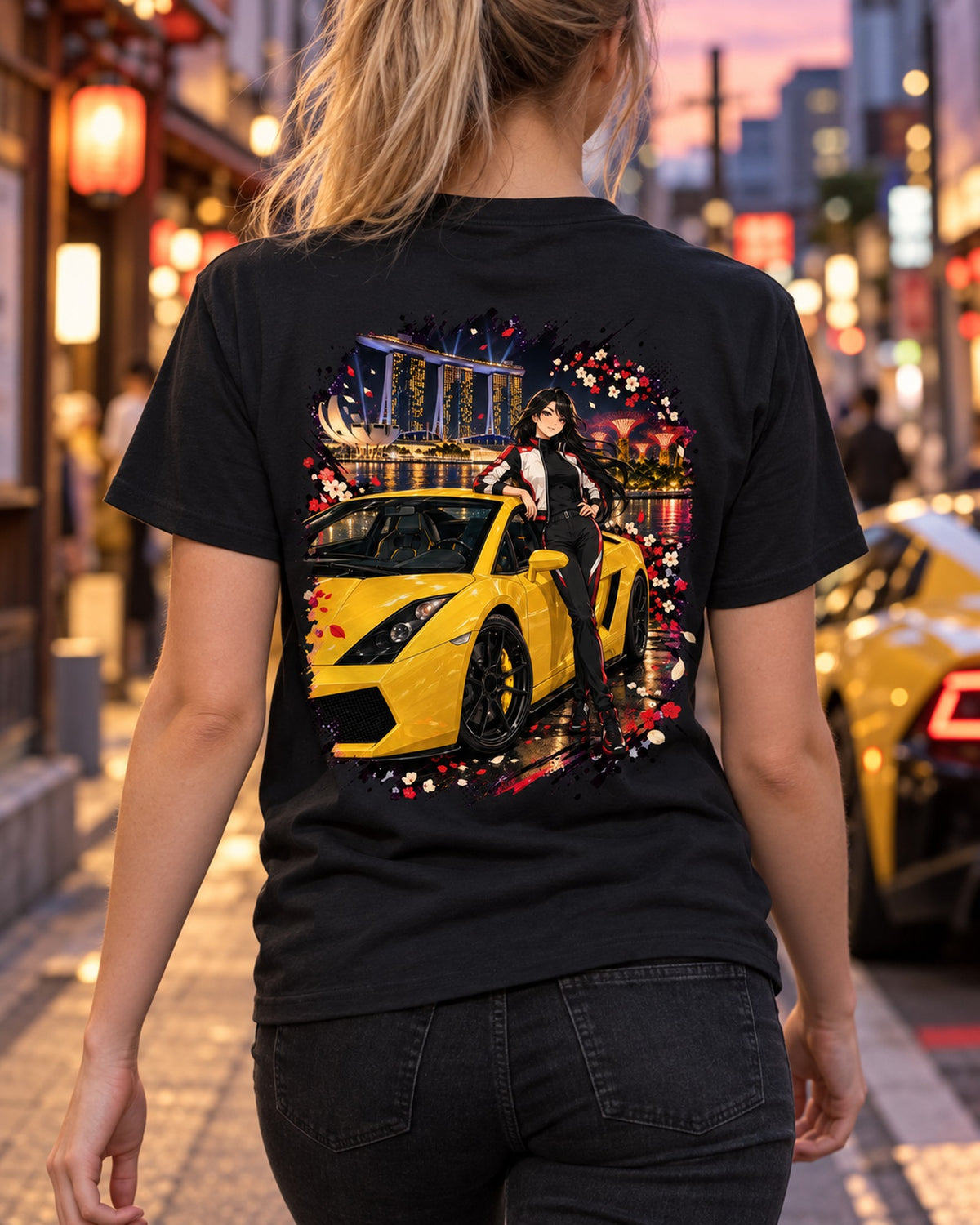 Lamborghini Gallardo Anime Girl Shirt, Hoodie & More T-Shirt Black worn hero