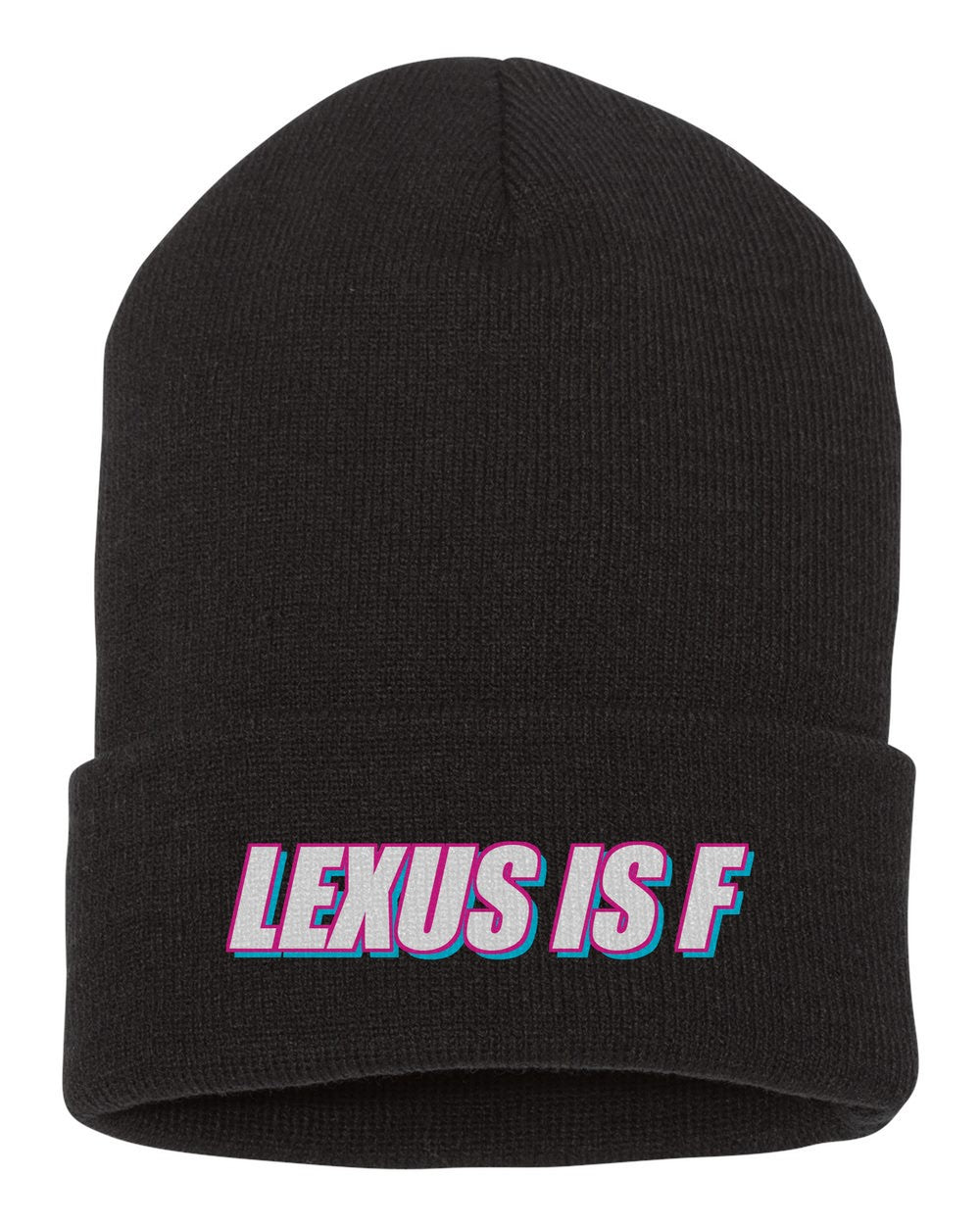 Lexus Is F black beanie front view with car name