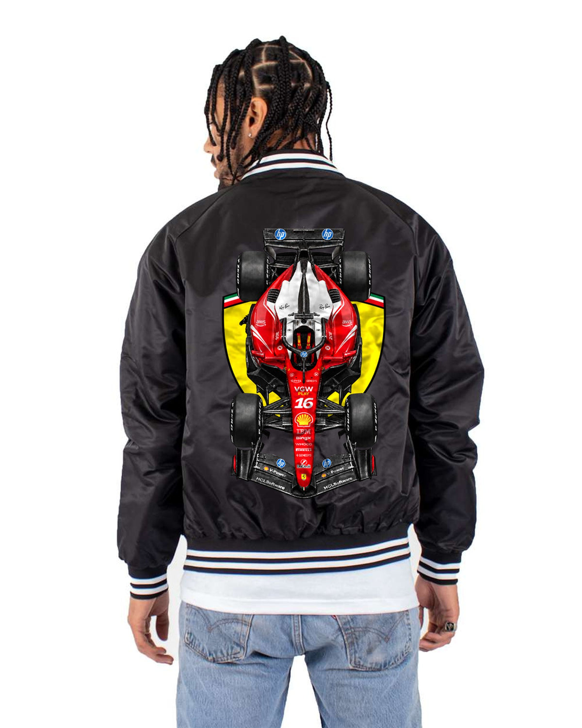 Ferrari SF-26 2026 F1 Overhead Poster Shirt, Formula 1 Tee, Design 13 Bomber Jacket Black back