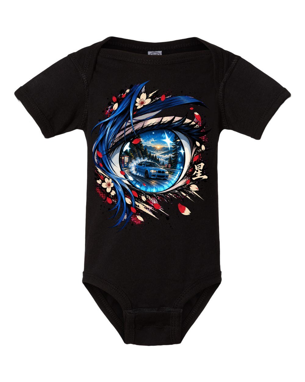 BMW M3 E46 Anime Girl Baby Onesie Black front