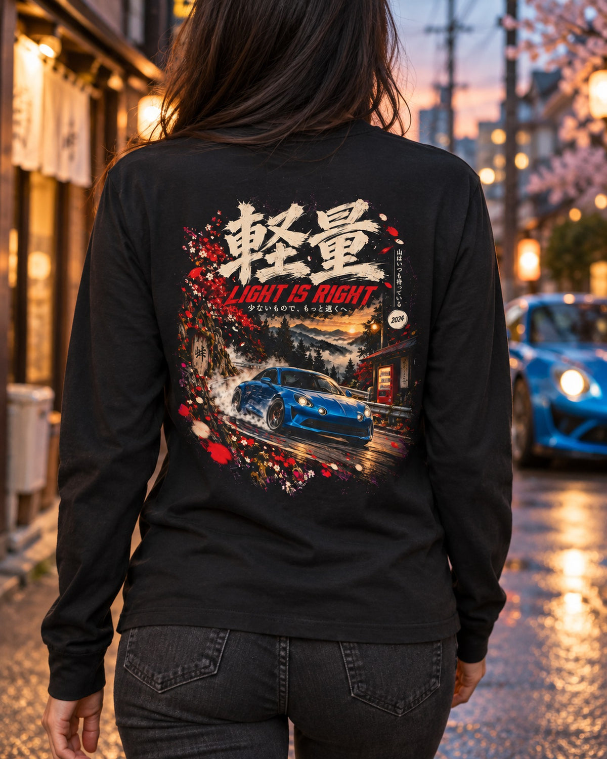 Alpine A110 Light Is Right Shirt, Hoodie & More Long Sleeve Black worn hero