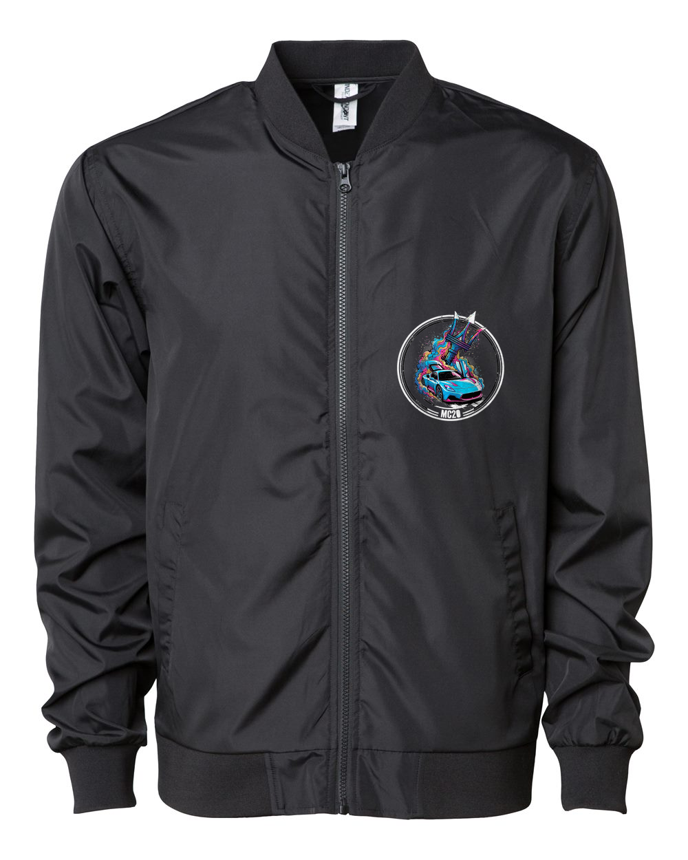Maserati MC20 Trident Bomber Jacket — Black front emblem