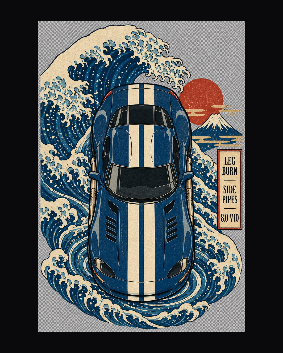 1996 Dodge Viper GTS Ukiyo-e Woodblock Shirt, Double Bubble design only
