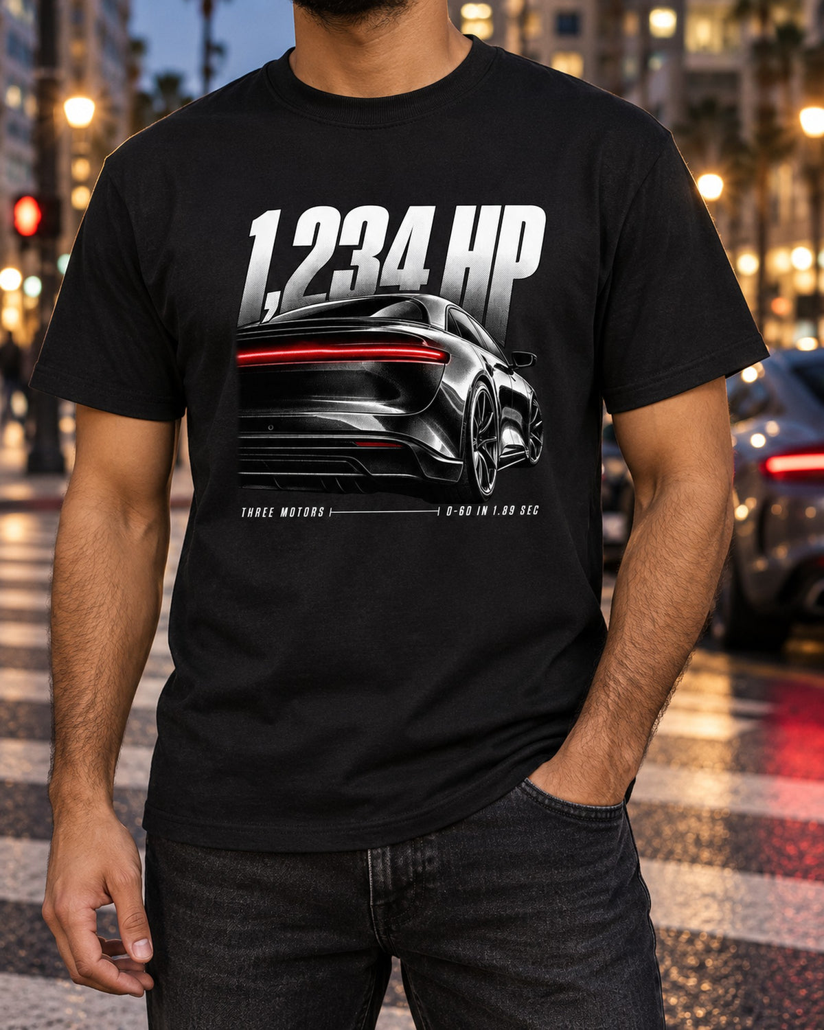 Lucid Air Sapphire 2023 Light Slit Rear Macro Shirt, EV Fan Gift T-Shirt Black worn hero