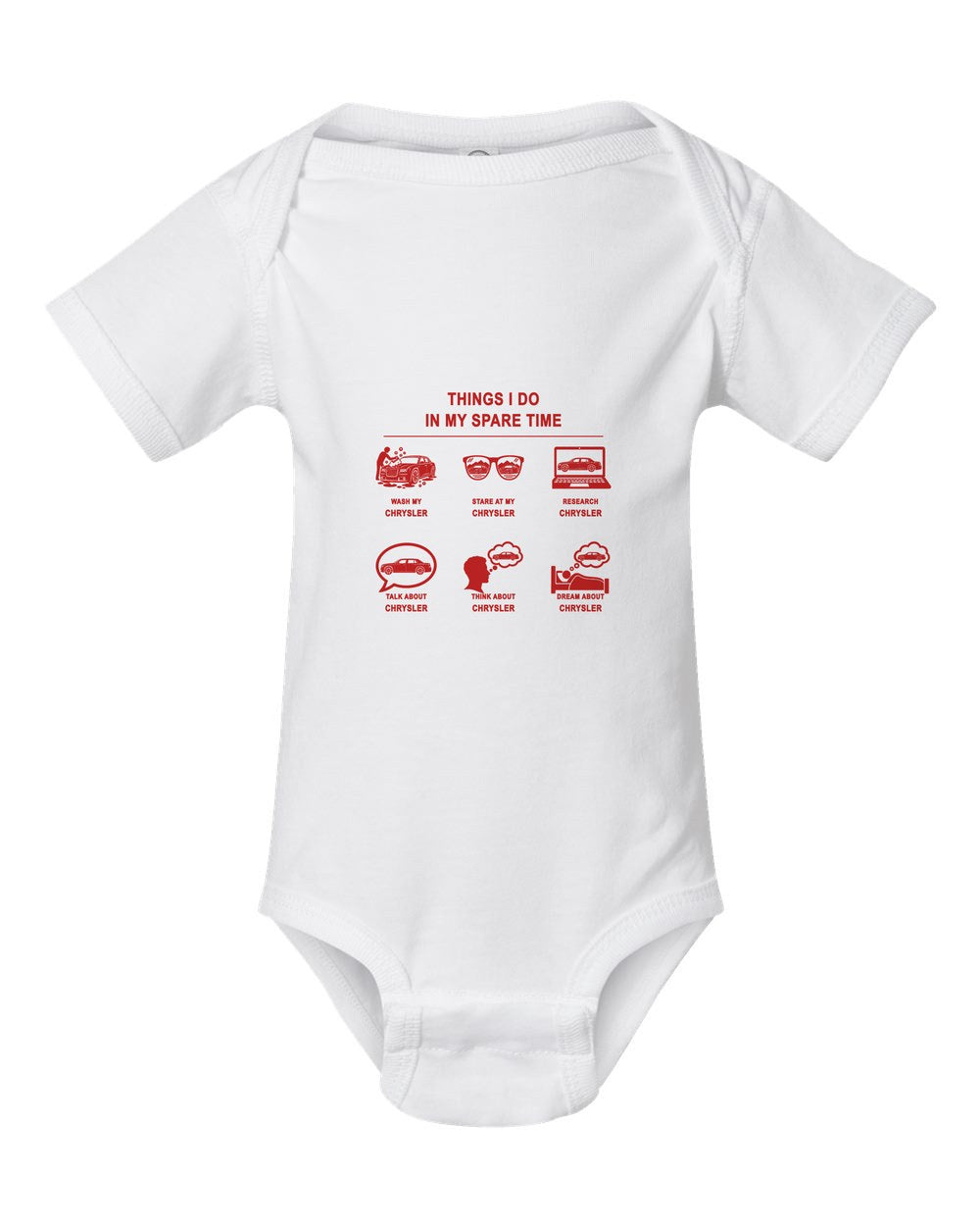 Chrysler Things I Do Baby Onesie White front
