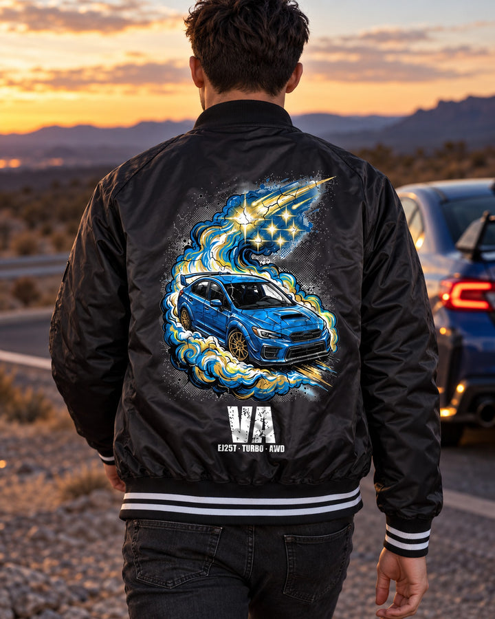 Subaru WRX STI Pleiades Bomber Jacket worn hero