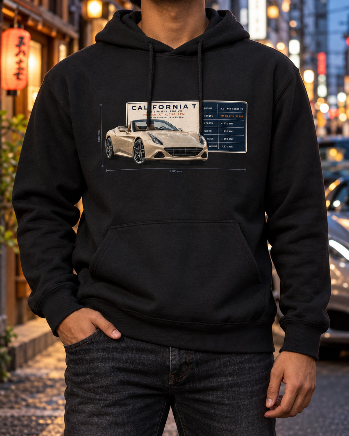 Ferrari California T Spec Poster Shirt, 755 Nm Grand Tourer Pull Over Hoodie Black worn hero