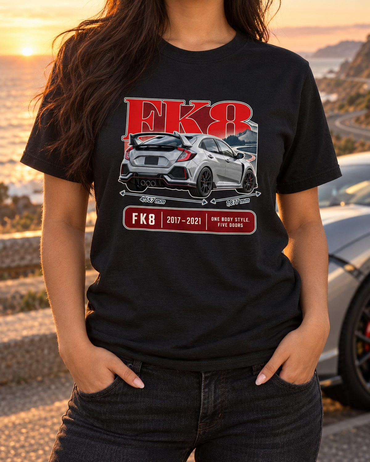Honda Civic Type R FK8 Archive Panel Tee, 2017-2021 Shirt T-Shirt Black worn hero