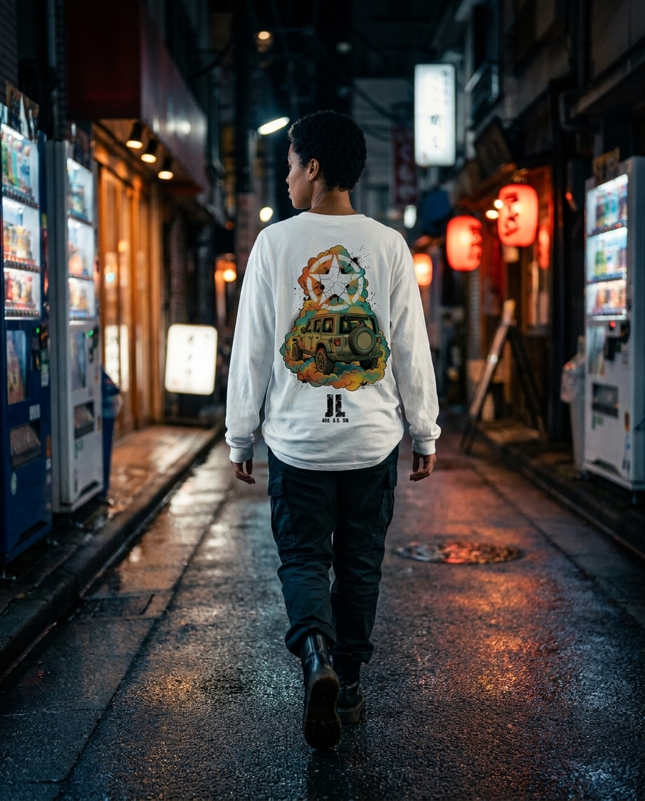 White Long-Sleeve Tee street