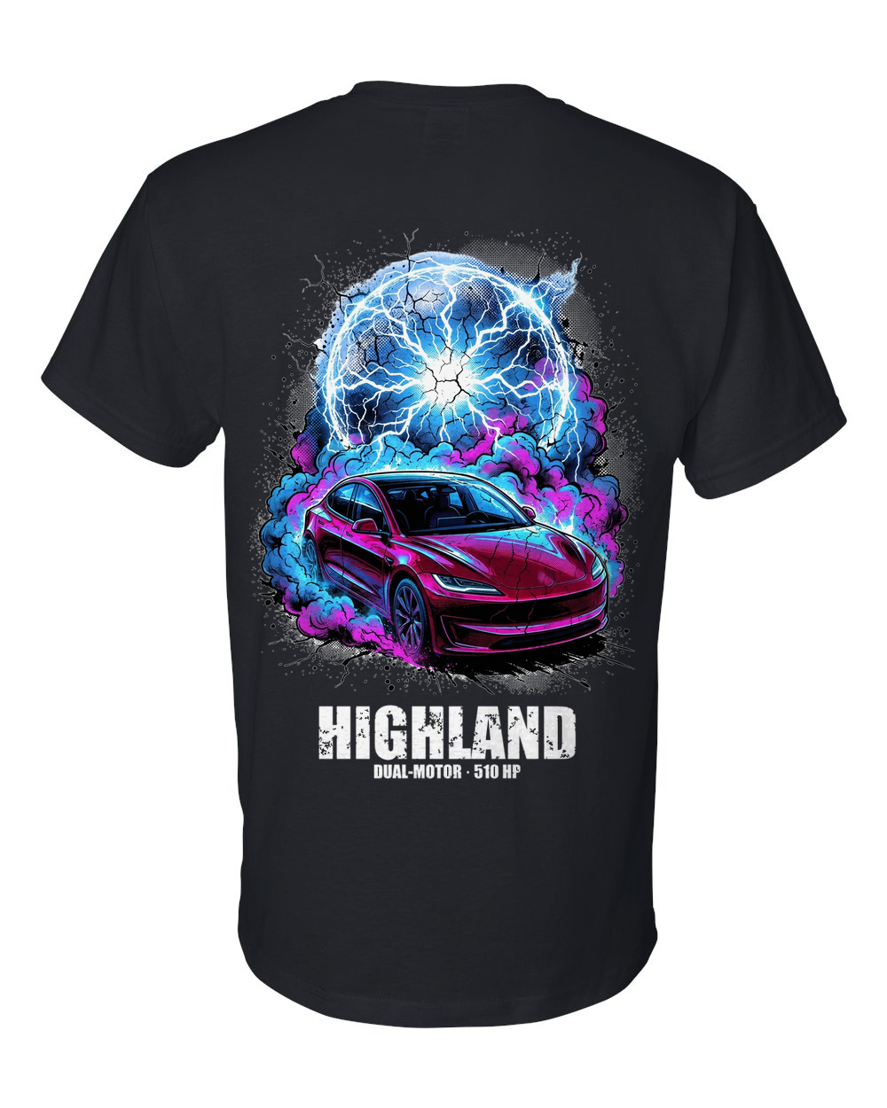 Tesla Model 3 Highland T-Shirt — Black back