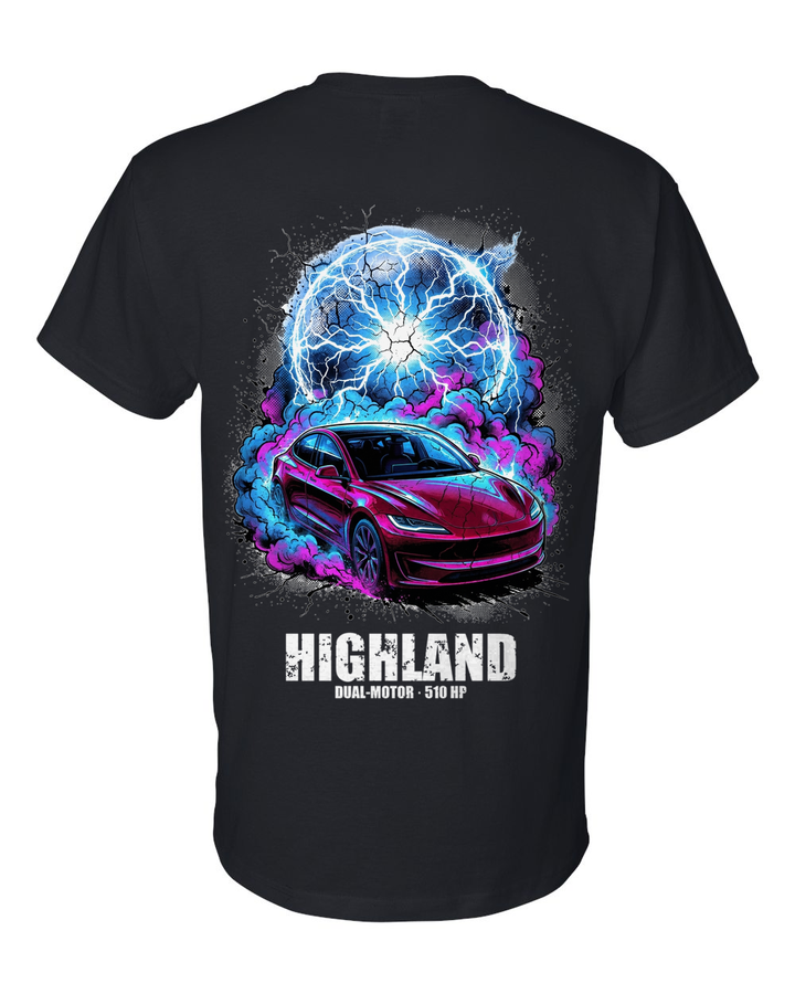 Tesla Model 3 Highland T-Shirt — Black back