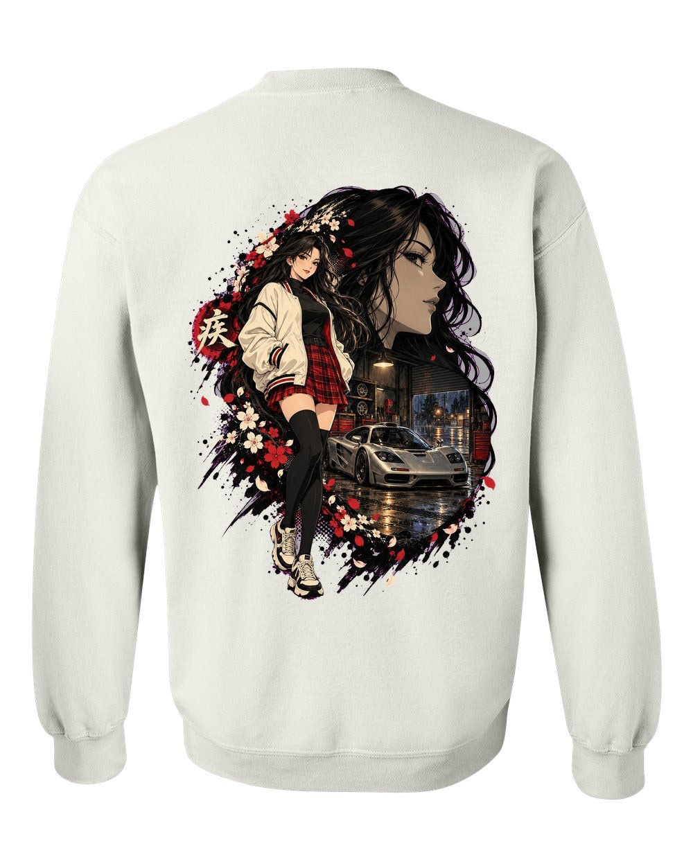 McLaren F1 Anime Girl Crewneck White back