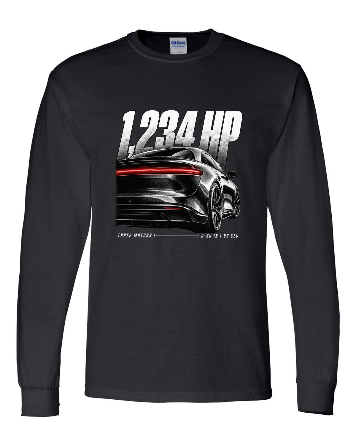 Rear detail macro of Lucid Air Sapphire 2023 with light slit and performance figures black long sleeve front view with the design