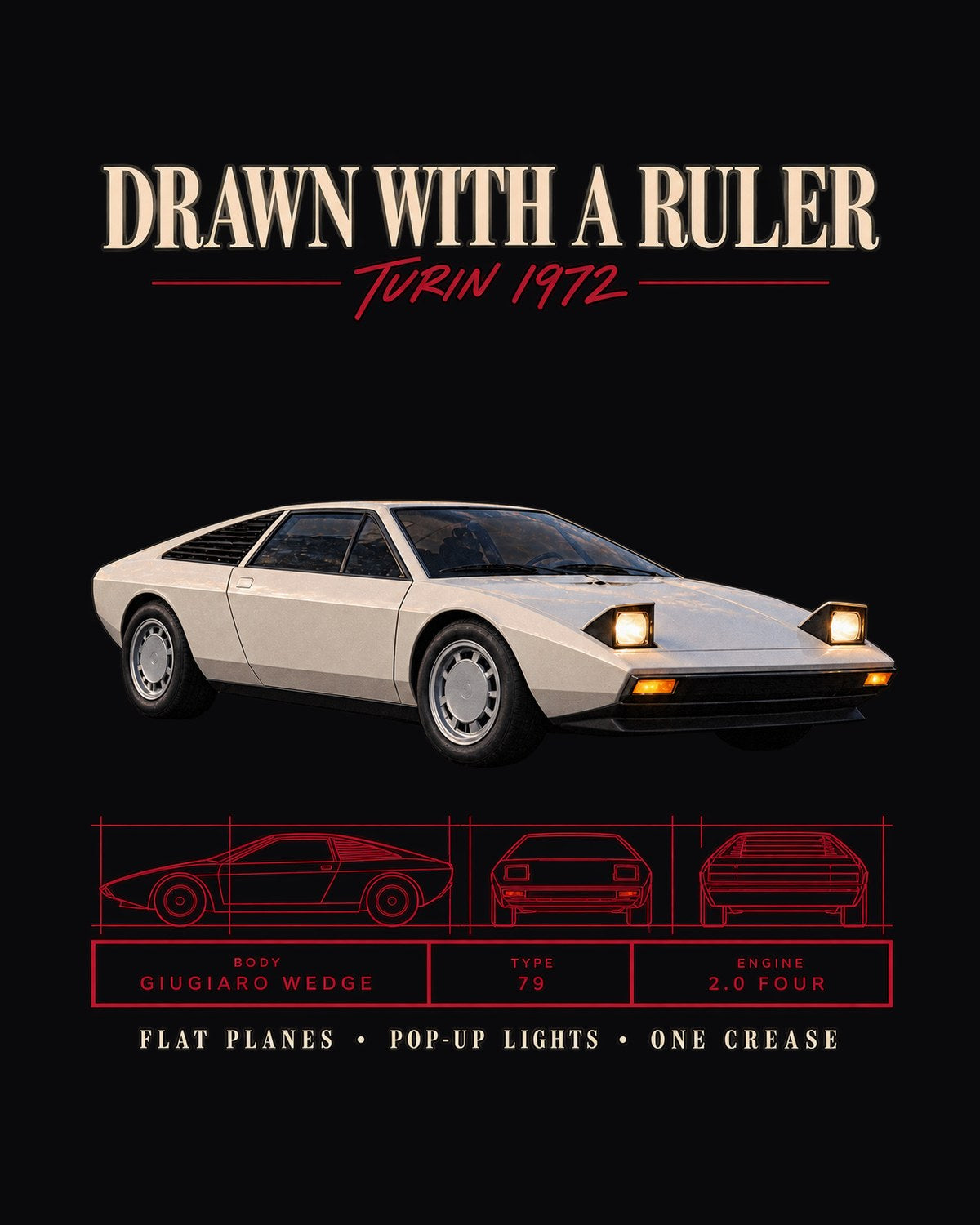 Lotus Esprit S1 1976 Giugiaro Wedge Type 79 Archive Shirt design only