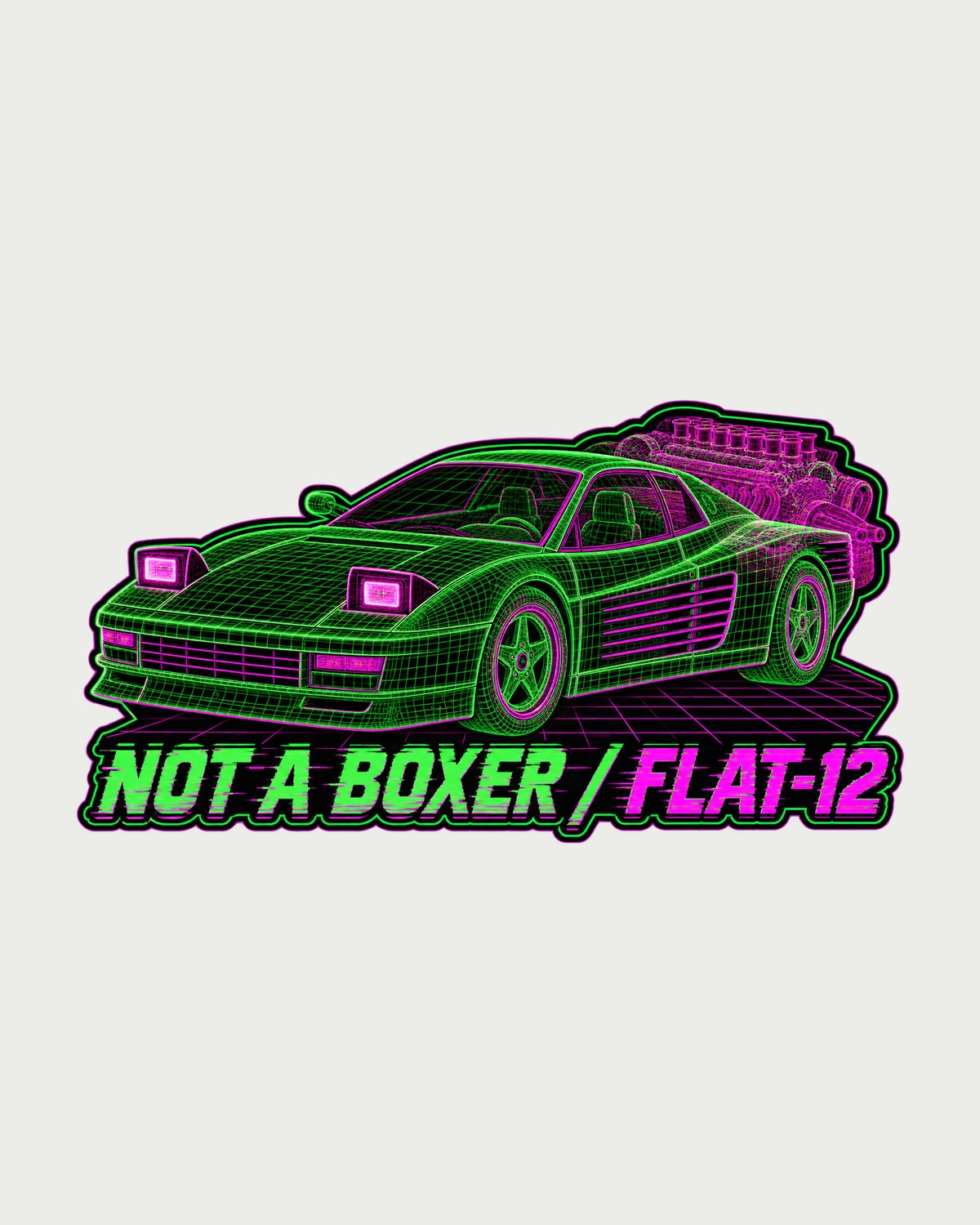 Testarossa F110 Wireframe Mesh Tee: Not a Boxer, Flat-12 design only