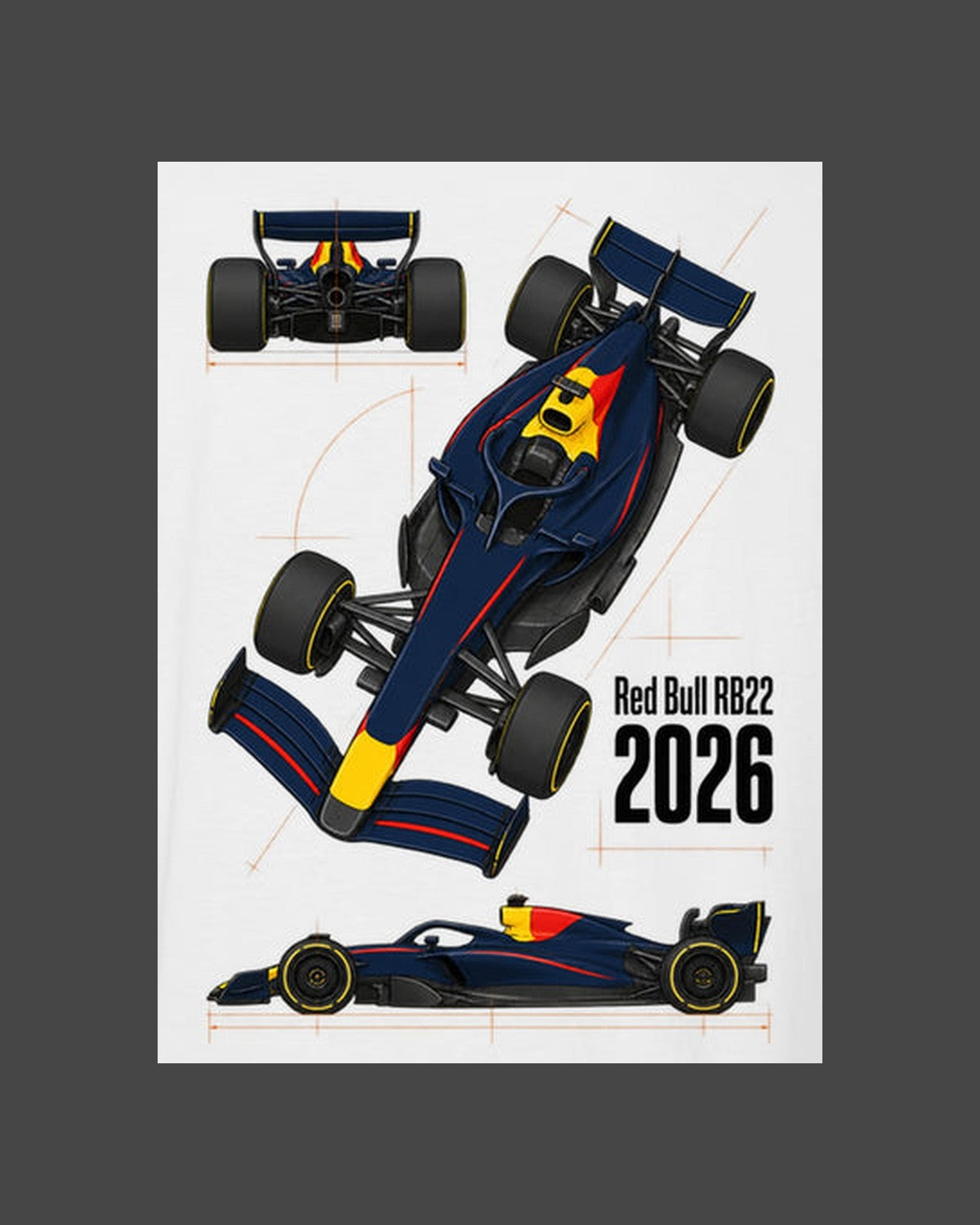 Red Bull RB22 F1 2026 Chassis Angle Shirt, Formula 1 Fan Tee design only