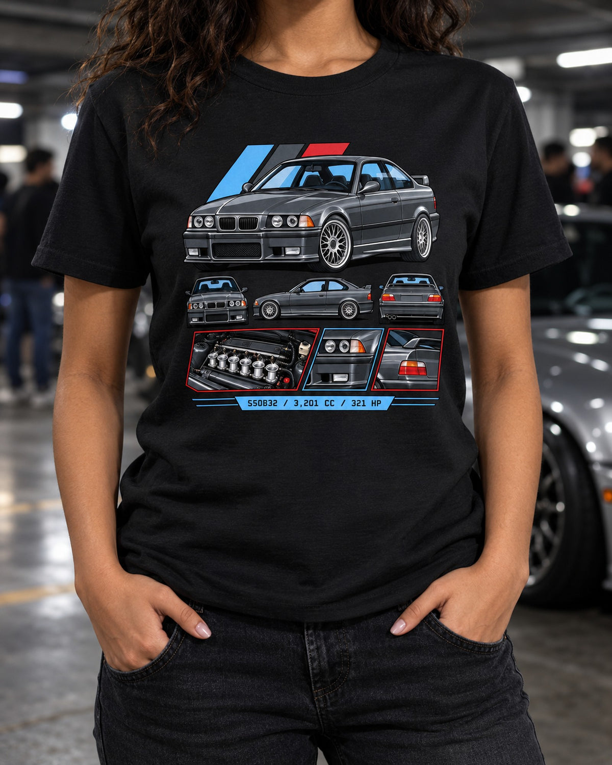 BMW E36 M3 Anime Touge Shirt, Slide Now Fix Later T-Shirt Black worn hero