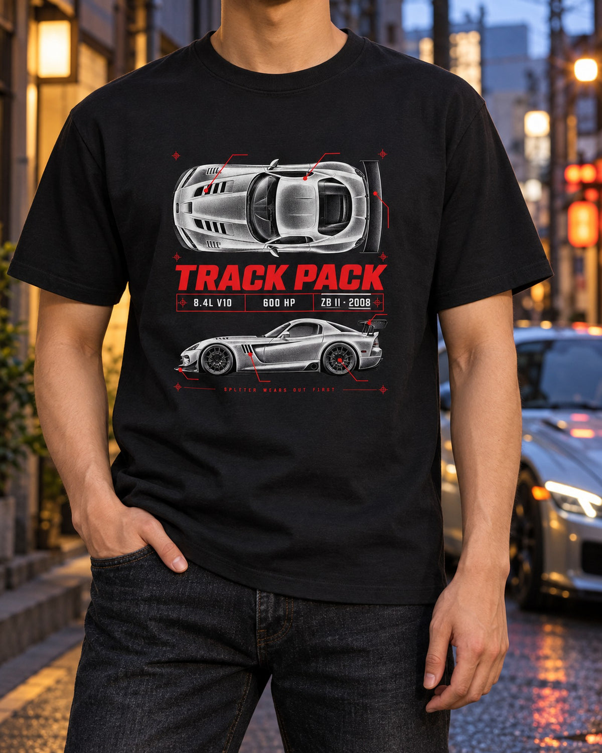 2008 Dodge Viper ACR ZB II Track Pack Spec Poster Shirt T-Shirt Black worn hero