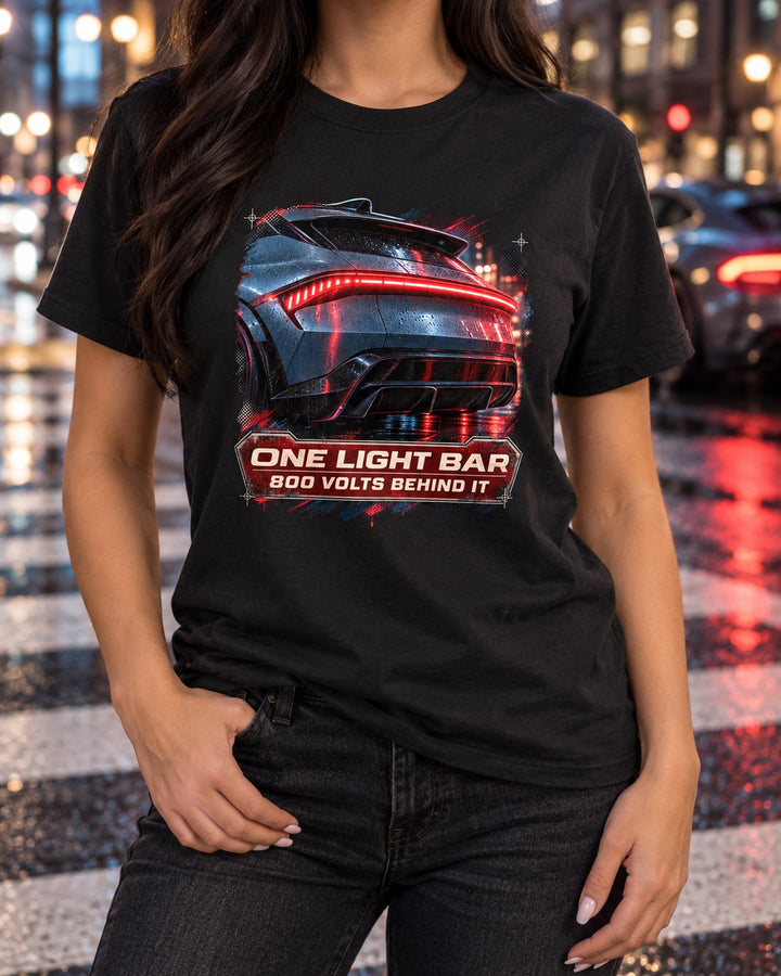 Kia EV6 GT Taillight Macro Shirt, 800 Volt Light Bar Tee T-Shirt Black worn hero