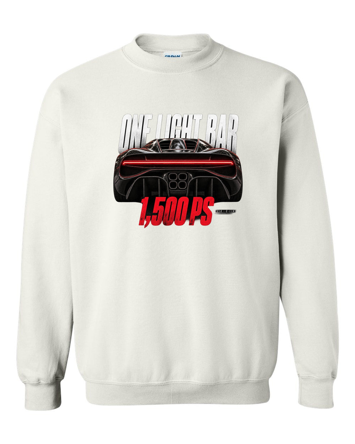 Bugatti Chiron 2016 light bar taillight macro white crewneck front view with the design
