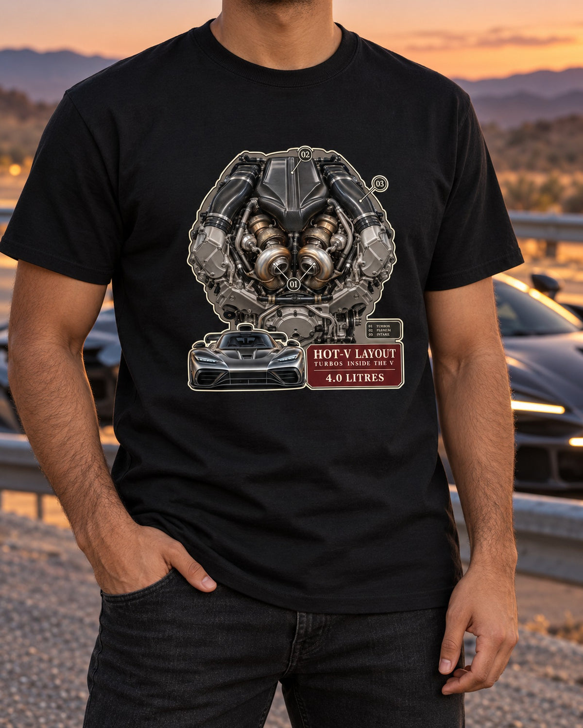 Mercedes-AMG GT 63 M178 4.0 V8 Biturbo Engine Hero Shirt T-Shirt Black worn hero