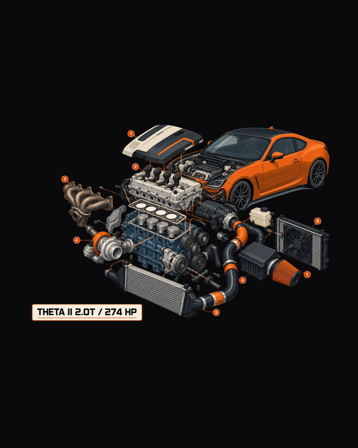 Hyundai Genesis Coupe BK2 Theta II 2.0T Exploded View Shirt design only