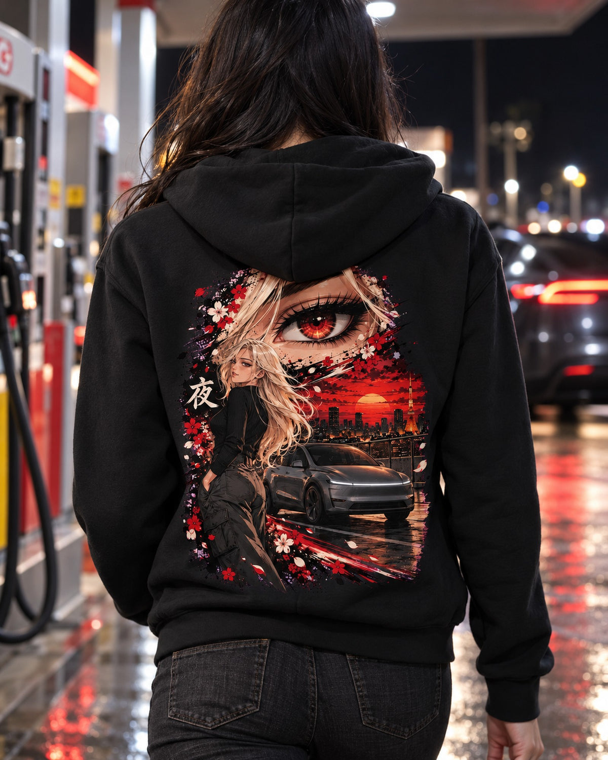 Tesla Model Y Juniper Anime Girl Shirt, Hoodie & More Zip Hoodie Black worn hero