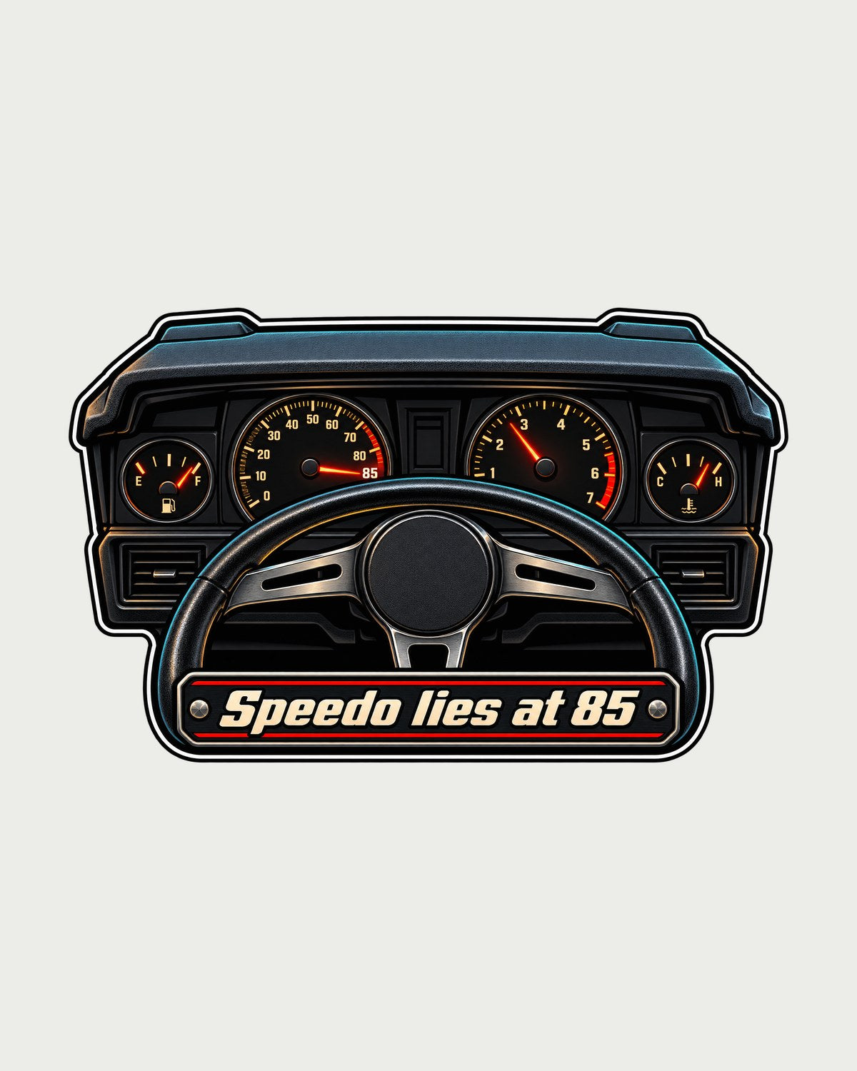 Ford Mustang Fox Body GT Gauge Cluster Shirt, Speedo Lies at 85 design only