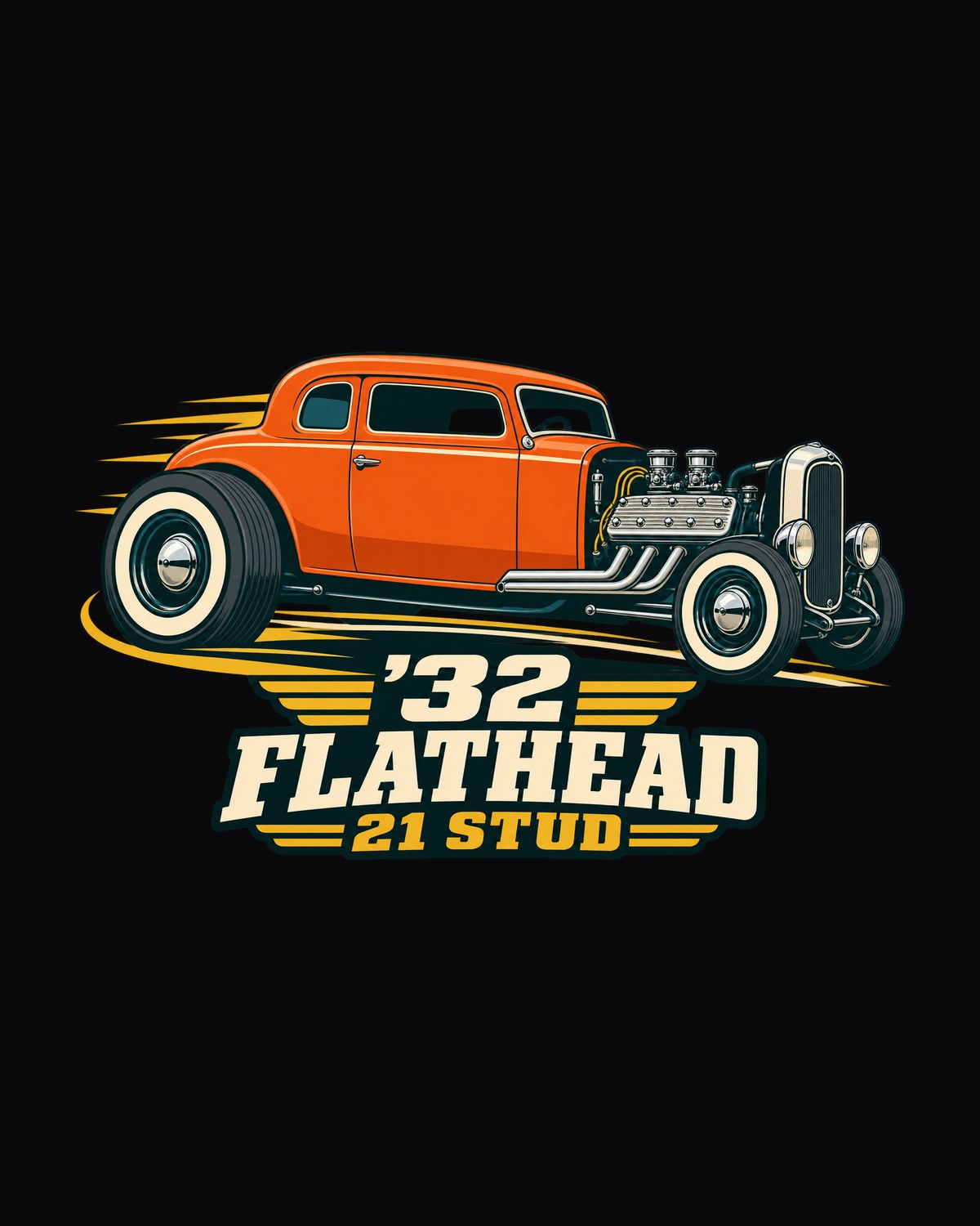 Ford 1932 Deuce Coupe Two-Tone Flat Art Shirt, Hot Rod Tee design only