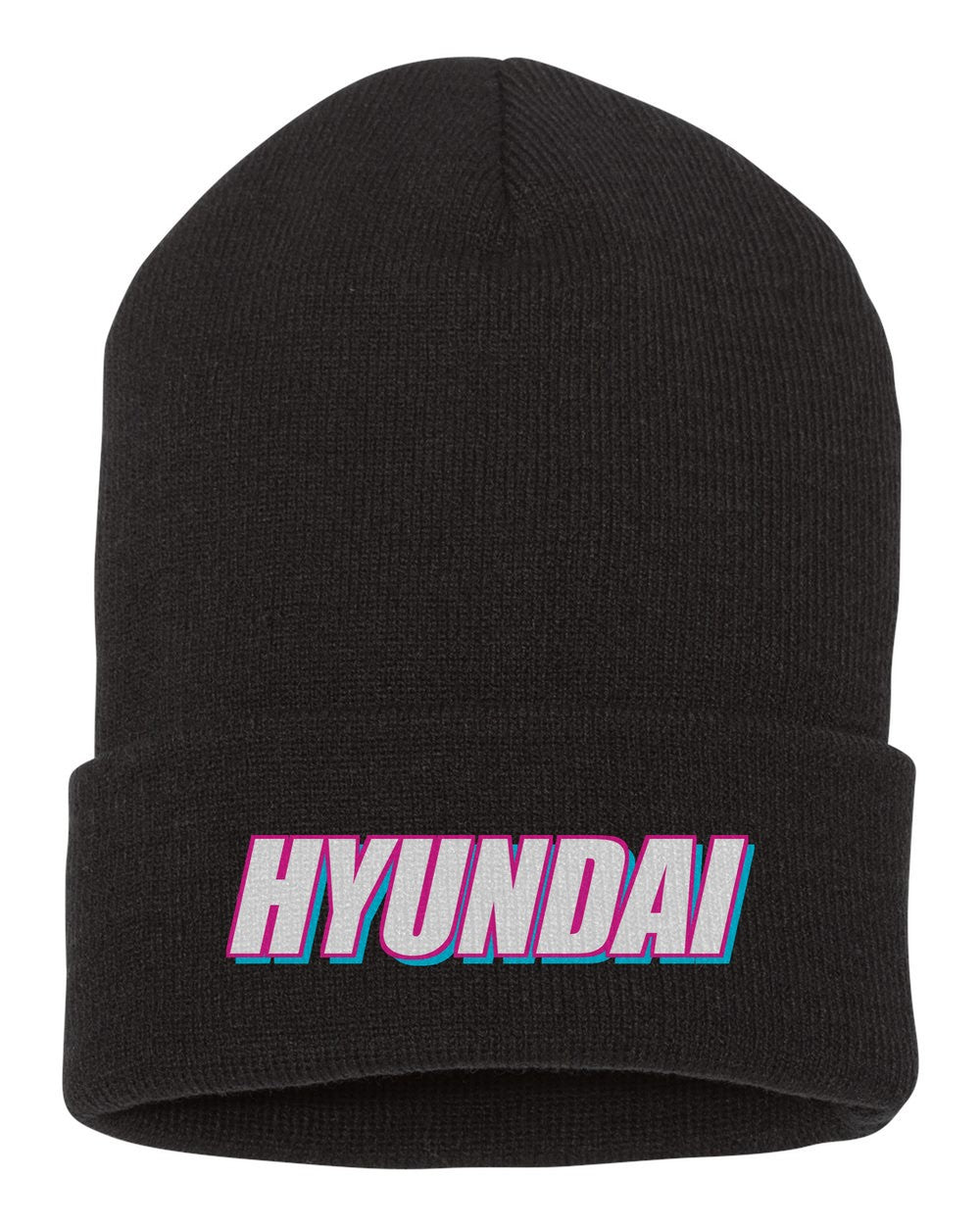 Hyundai black beanie front view with car name