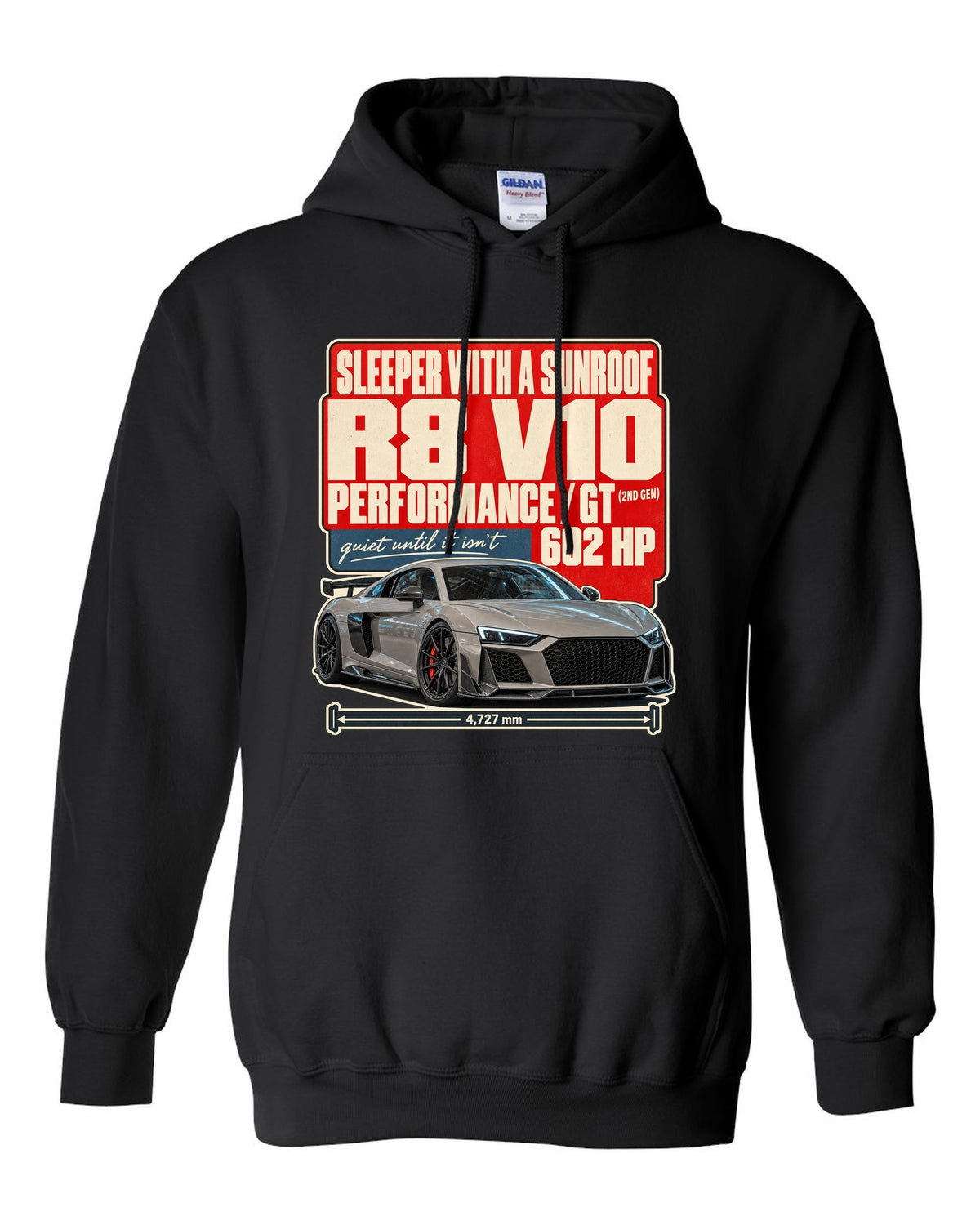 Audi RS7 Sportback C8 street poster print design black pull over hoodie front view with the design
