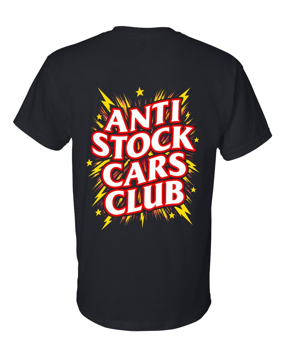 Anti Stock Cars Club Anime Title Card T-Shirt Black back