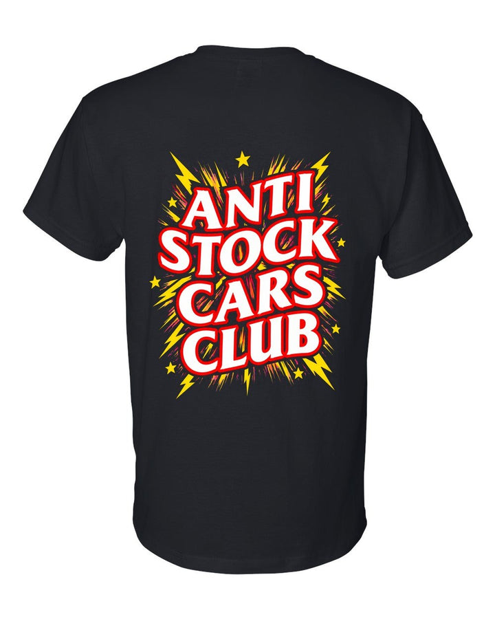 Anti Stock Cars Club Anime Title Card T-Shirt Black back