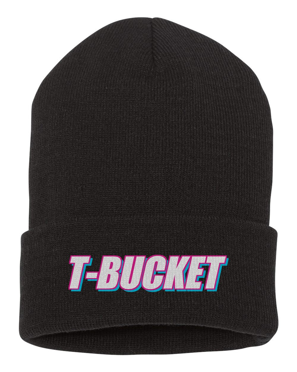 T-Bucket black beanie front view with car name