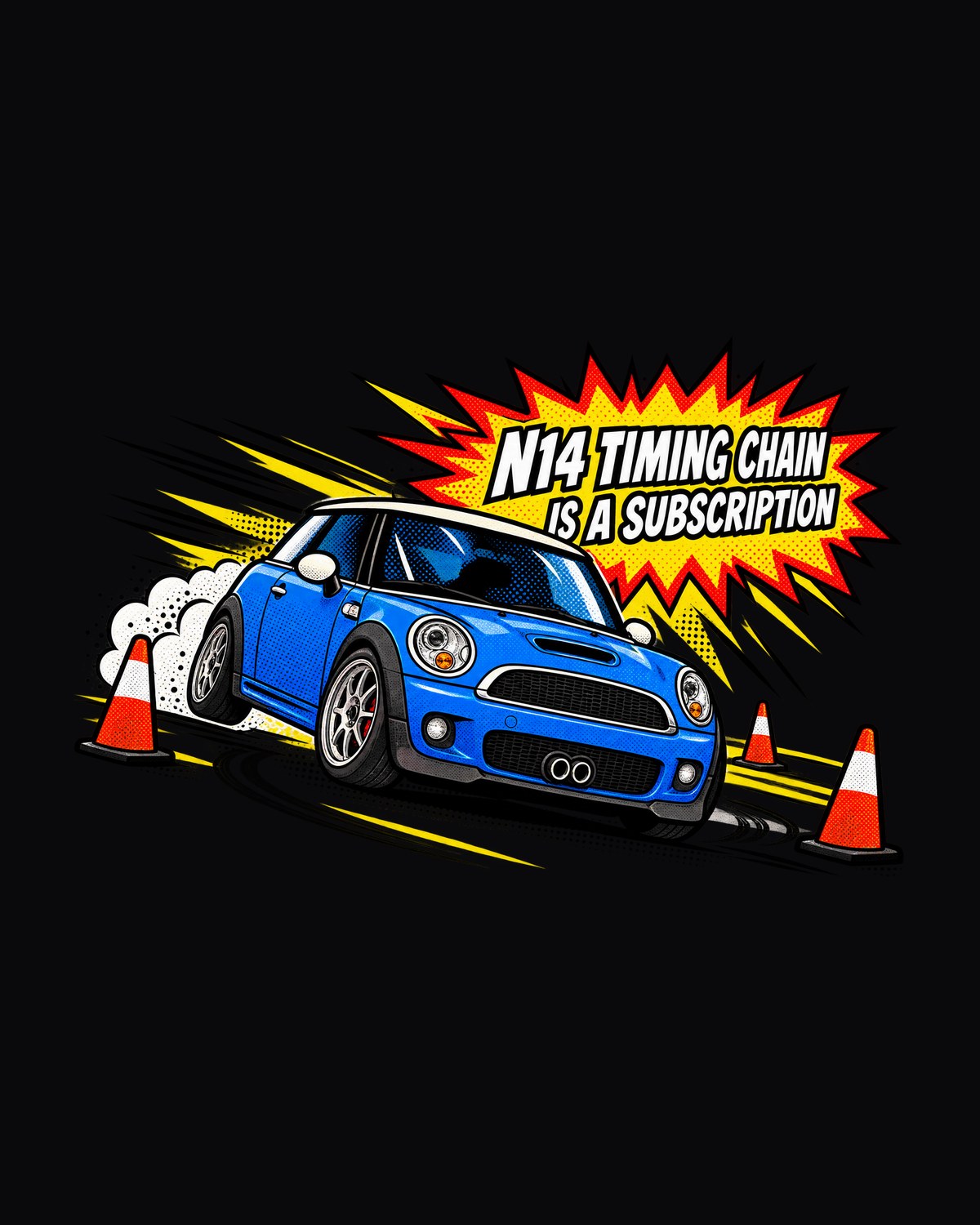 Mini Cooper S R56 N14 Timing Chain Pop-Art Halftone Shirt design only