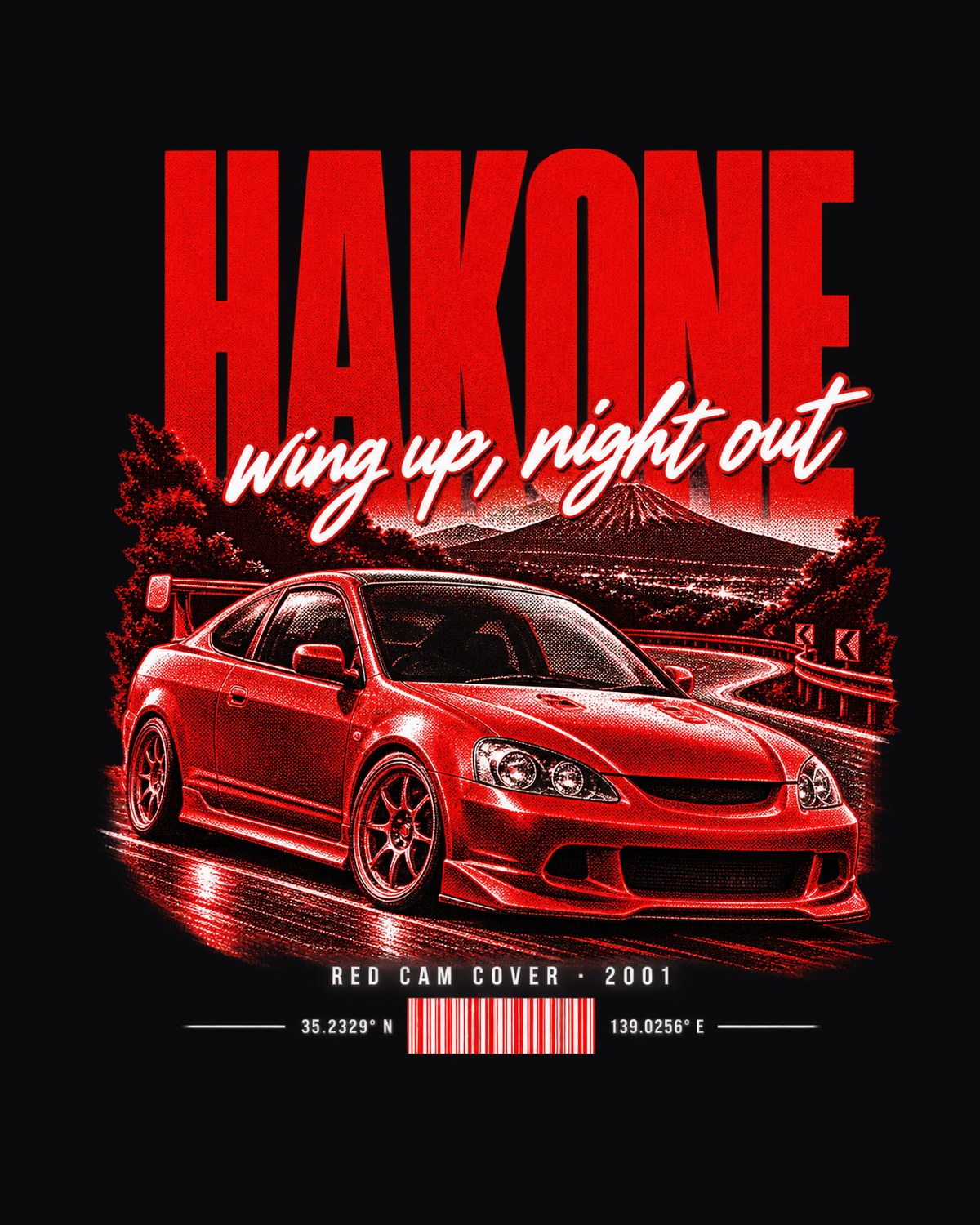 Honda Integra DC5 Type R Hakone Wing Up Street Poster Tee design only