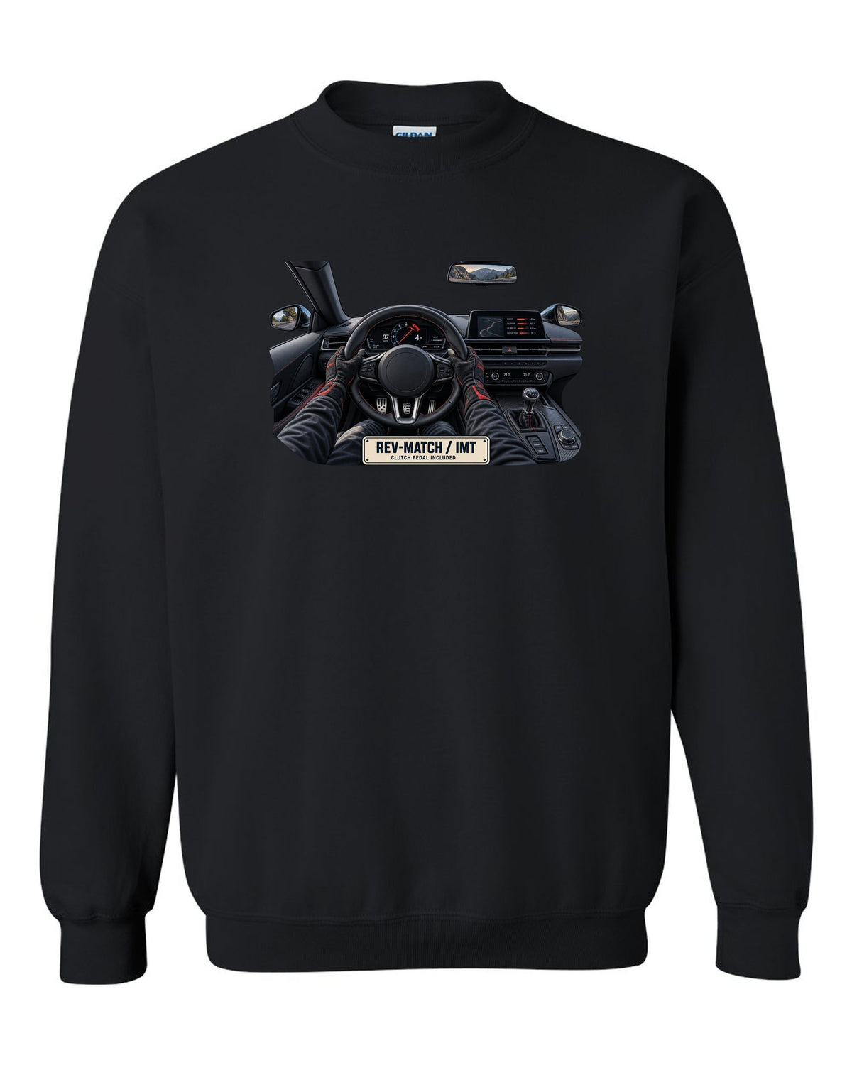 Toyota GR Supra B58 3.0L turbo straight-six engine bay illustration, print black crewneck front view with the design