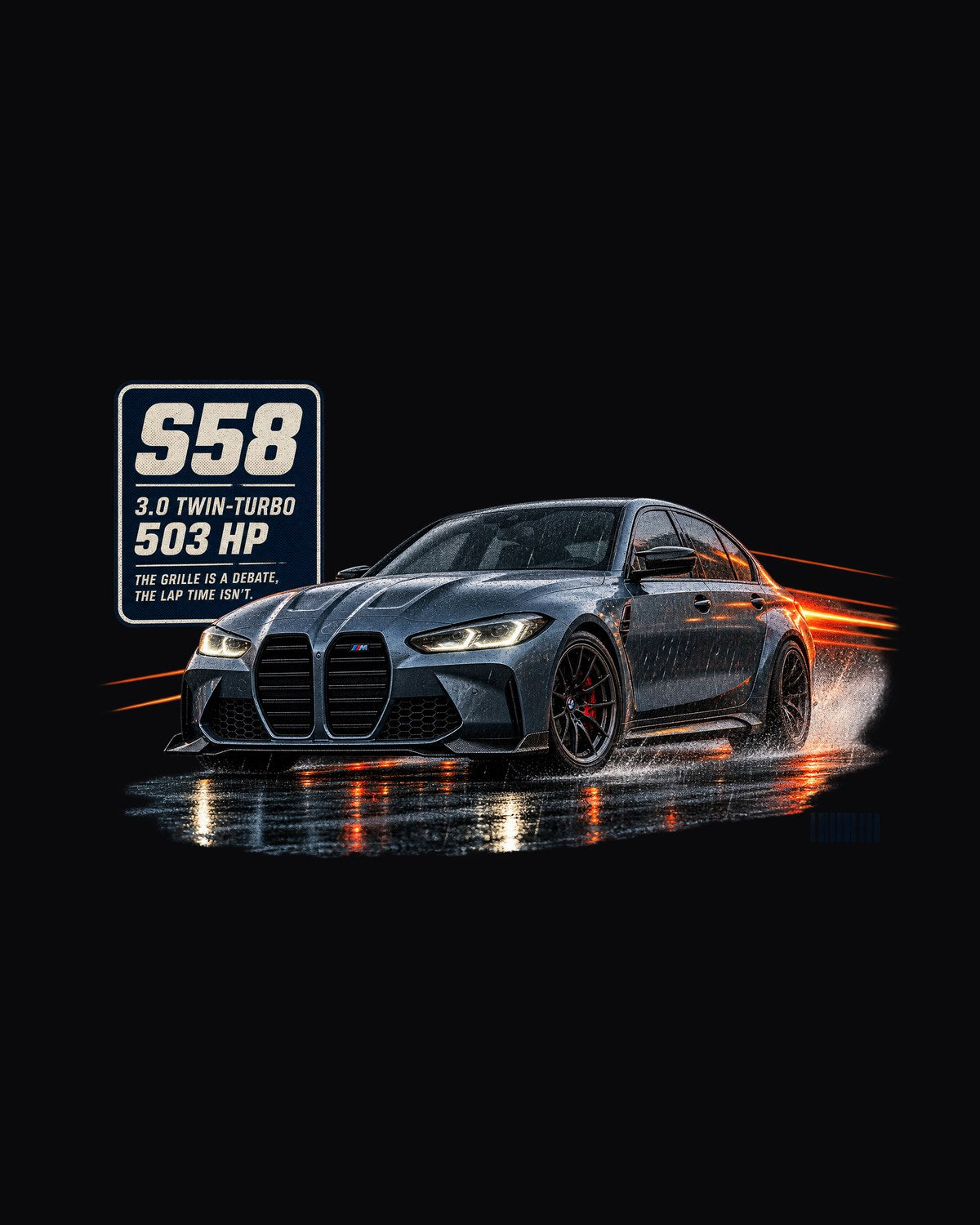 BMW M3 Competition G80 Touge Night Print, S58 Car Shirt design only
