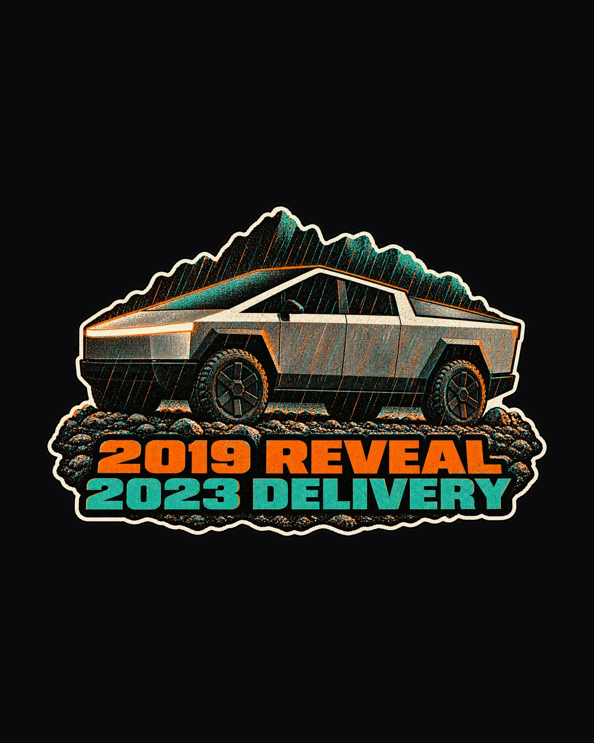 Tesla Cybertruck 2023 Risograph Print Shirt, Reveal to Delivery design only