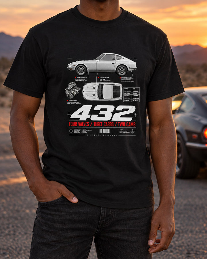 Datsun Fairlady Z432 PS30 Spec Poster Shirt, JDM Classic Tee T-Shirt Black worn hero
