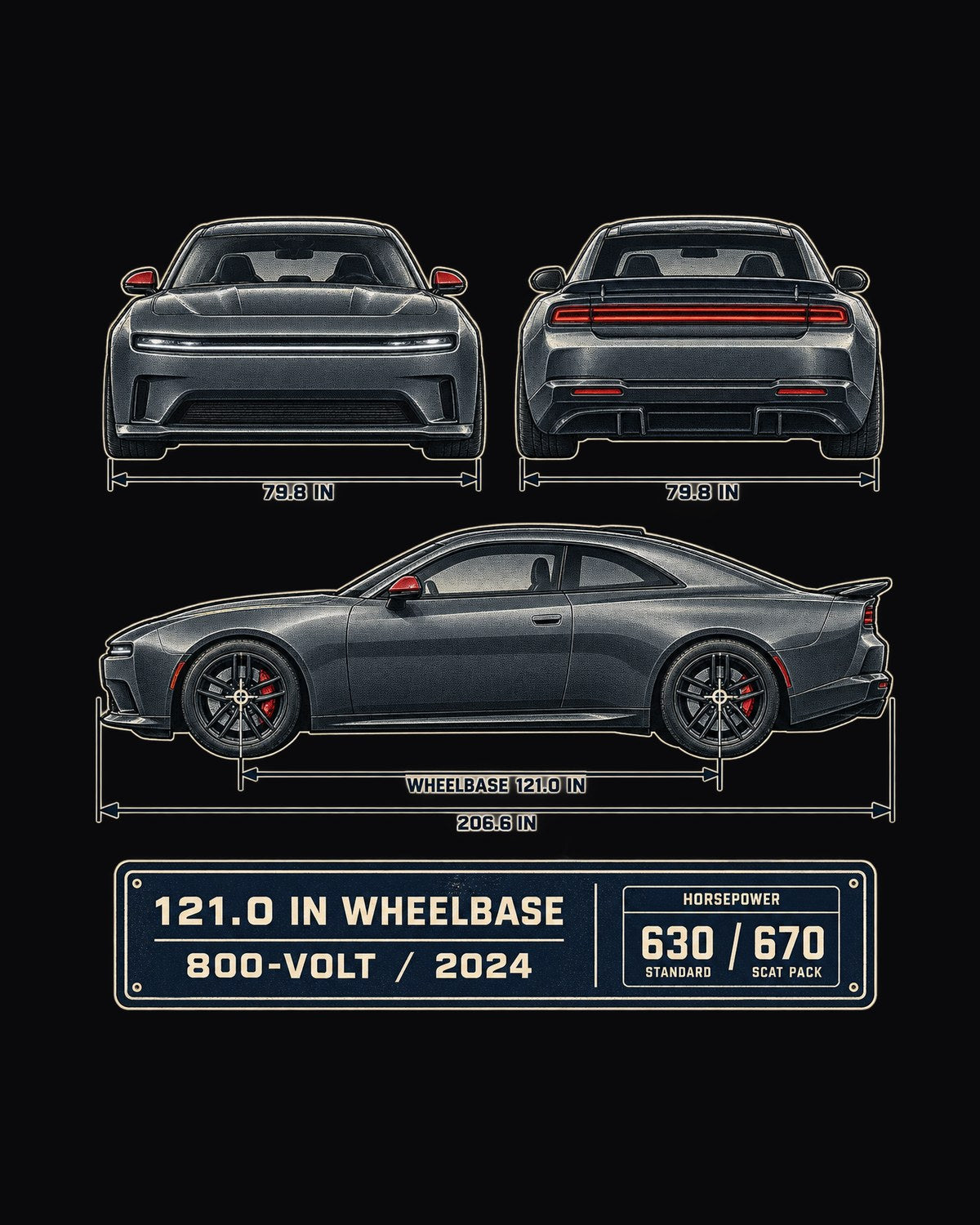 Dodge Charger Daytona Scat Pack 2024 Blueprint Car Shirt design only
