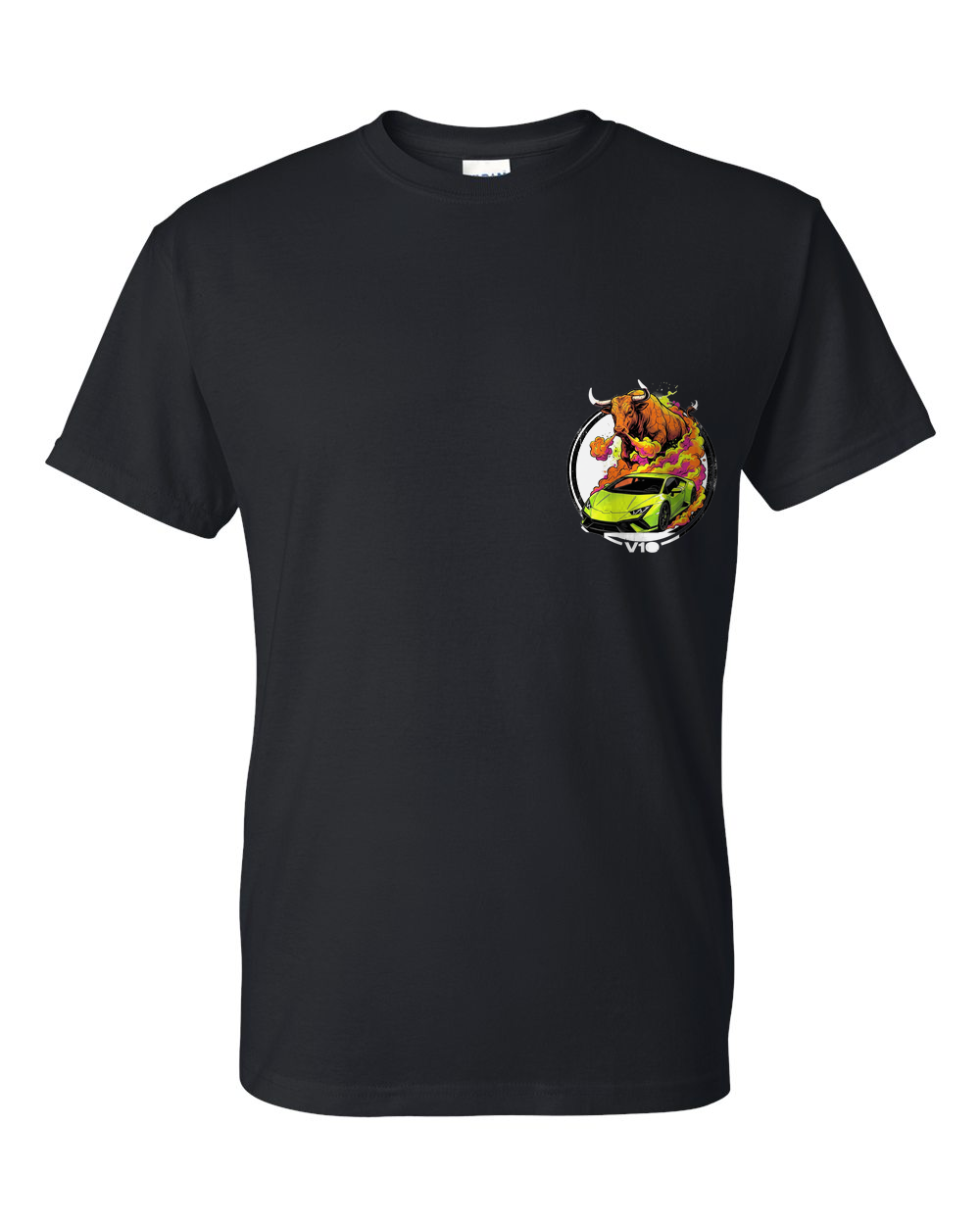 Lamborghini Huracan Bull T-Shirt — Black front emblem
