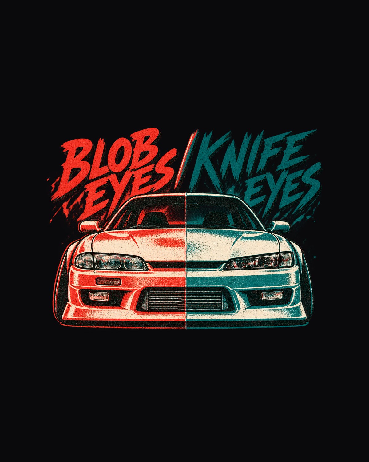 Nissan Silvia S14 Zenki vs Kouki Risograph Shirt design only