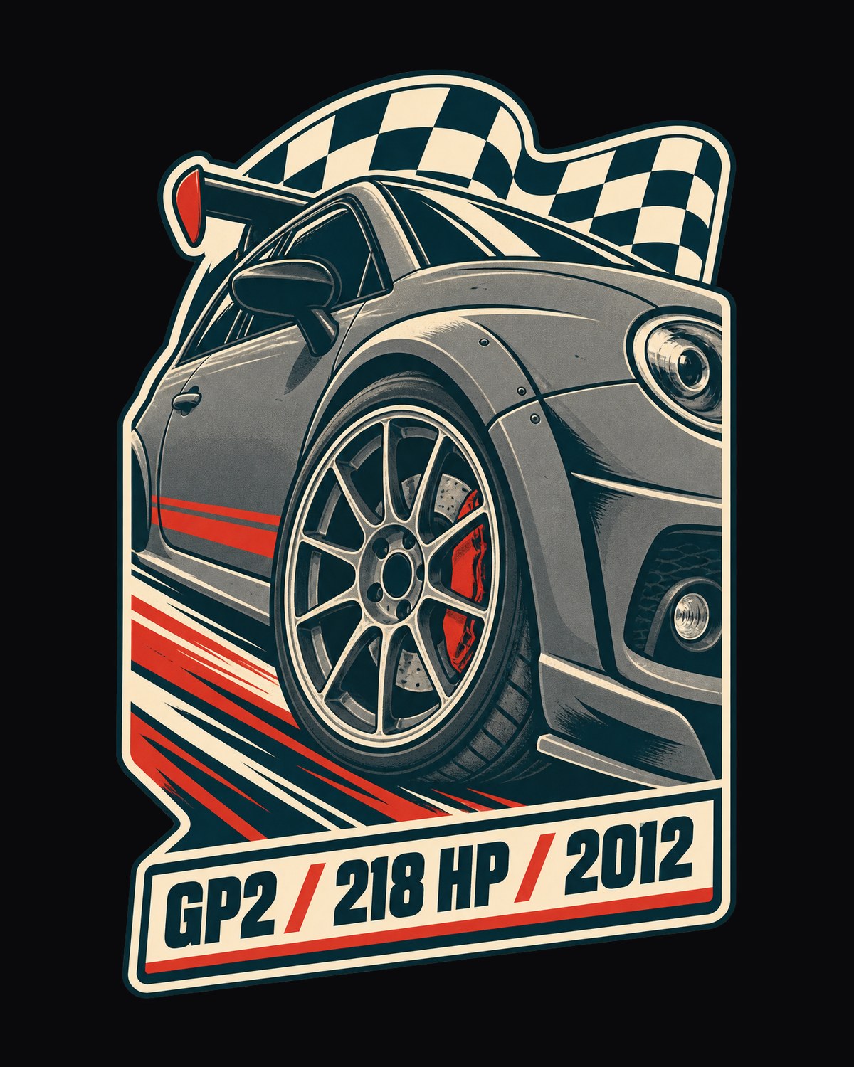 Mini Cooper GP2 R56 Vintage Race Poster Shirt, 218 HP design only