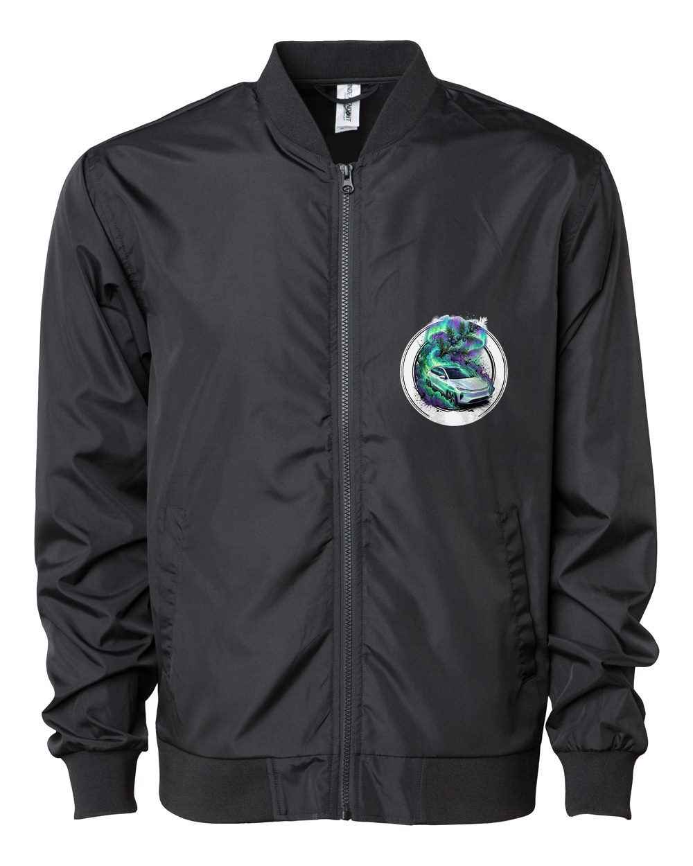 Tesla Model Y Juniper Bomber Jacket — Black front emblem