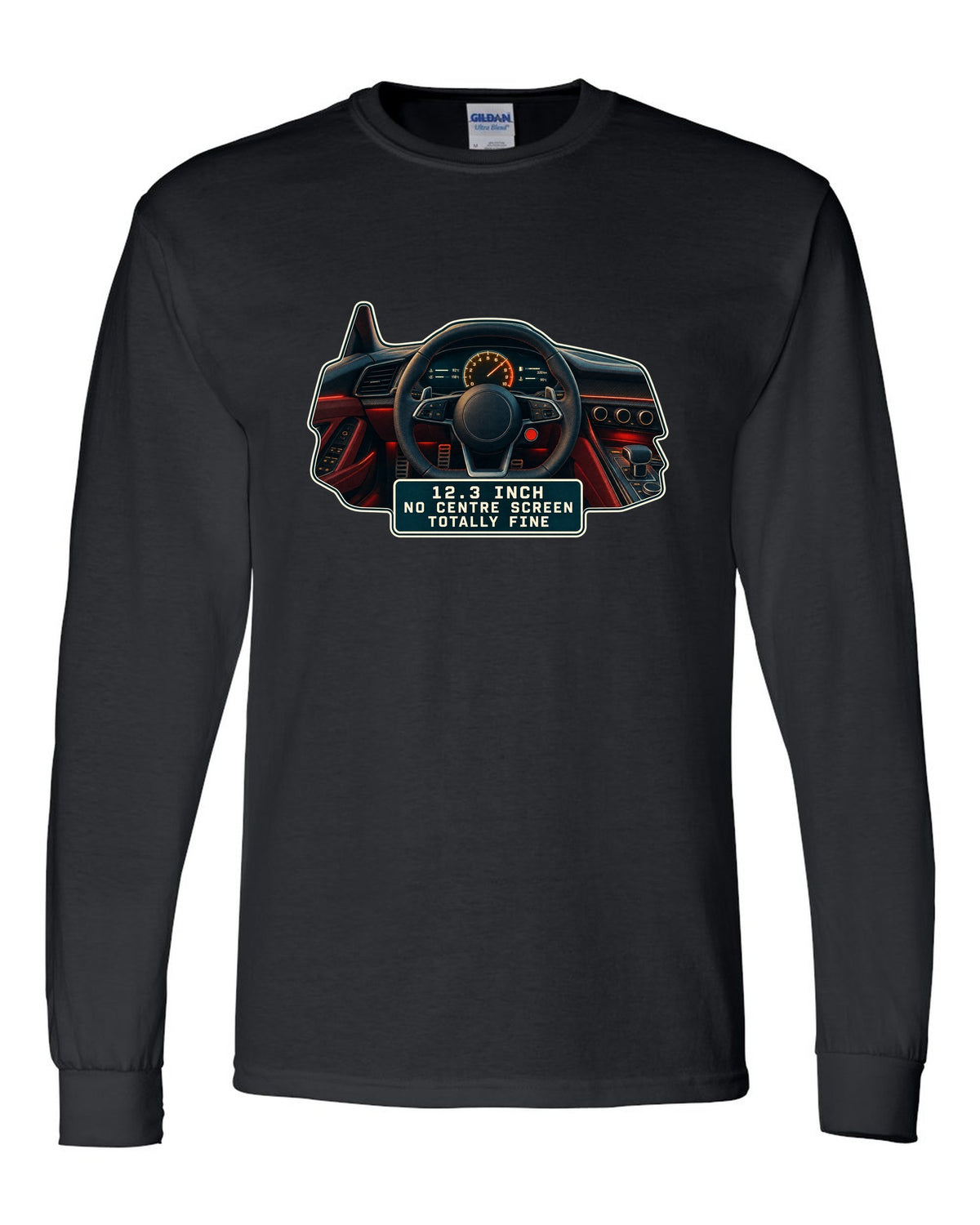 Audi R8 V10 Type 4S virtual cockpit digital gauge print design black long sleeve front view with the design