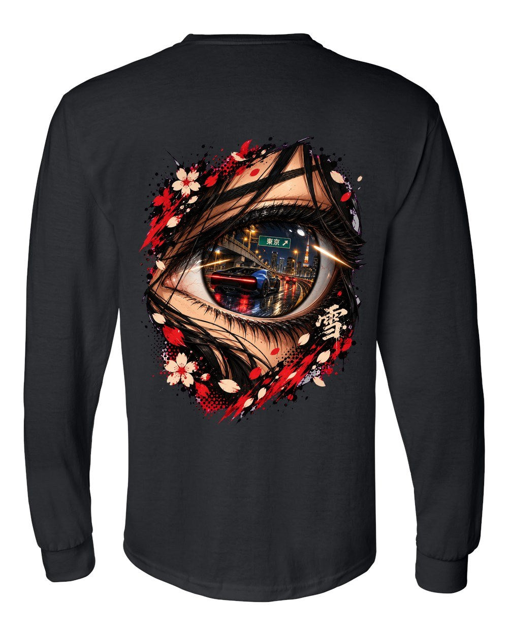 Bugatti Chiron Anime Girl Long Sleeve Black back