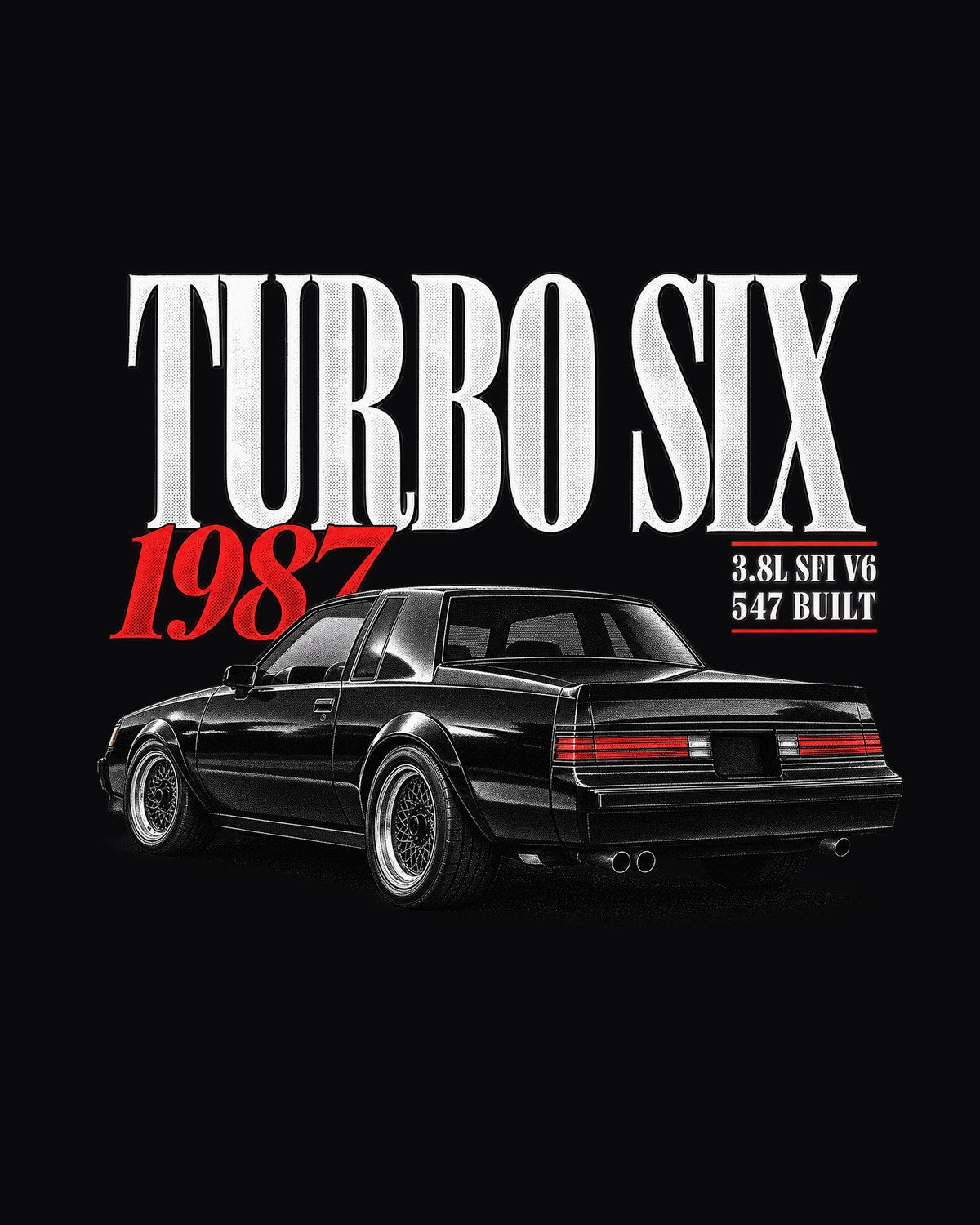 Buick Regal Grand National GNX 1987 Editorial Archive Tee, Turbo Six design only