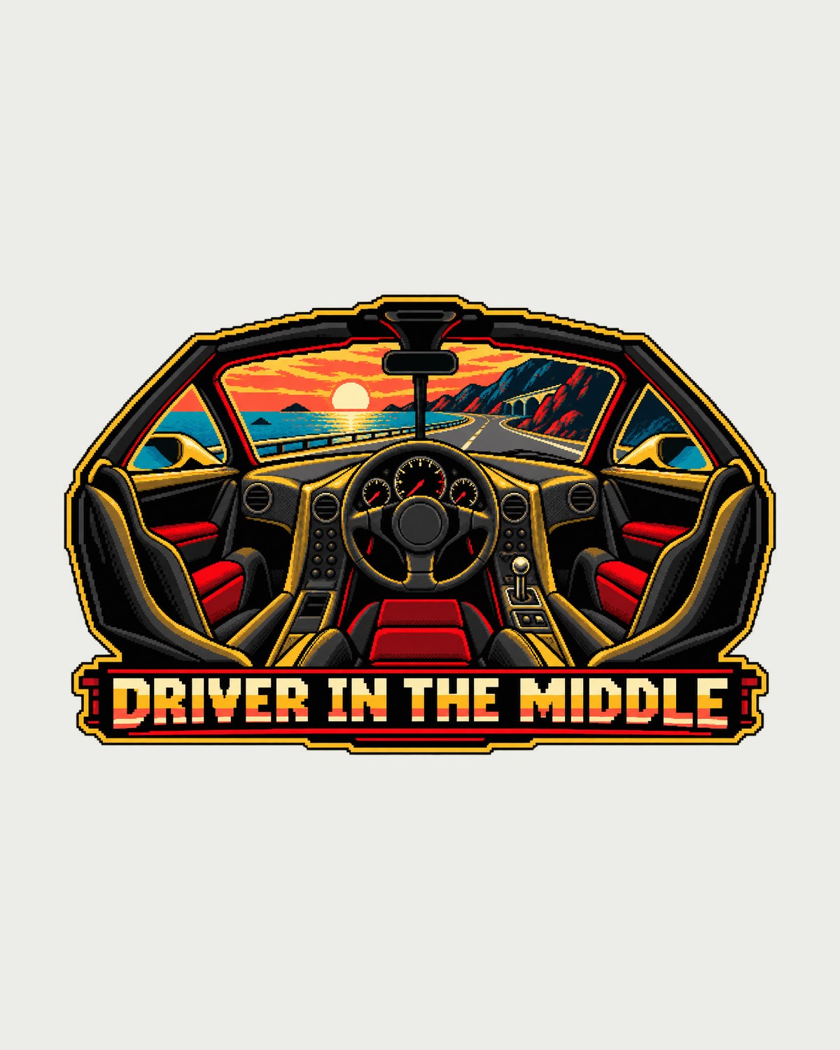 McLaren F1 Pixel Art Tee, Driver in the Middle, 8-Bit Style design only