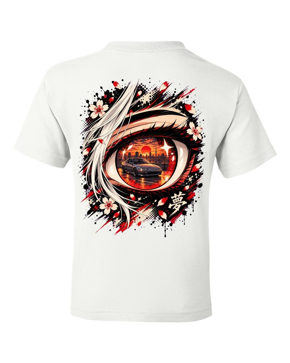 Honda Prelude BB Anime Girl Kids Tee White back